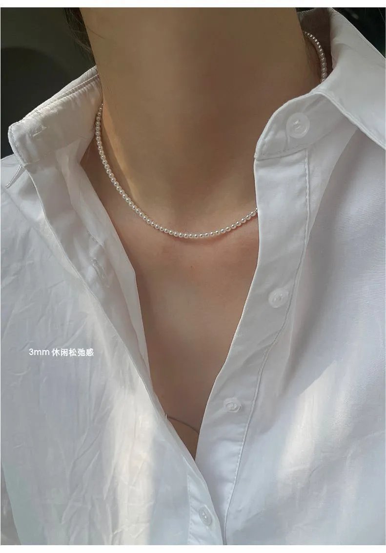Design Double Strand Pearl Necklace White Jewelry - 20
