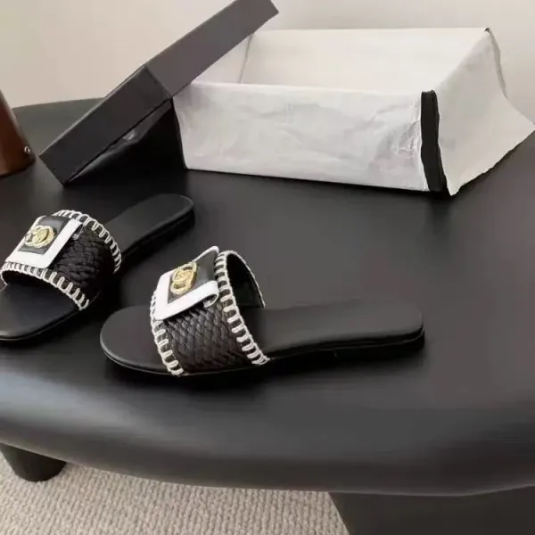 Versace Medusa Buckle Slide Sandals Black Slippers - 5