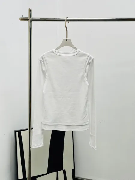Acne Studios Gold Thread Embroidered White Long-Sleeve Top - 7