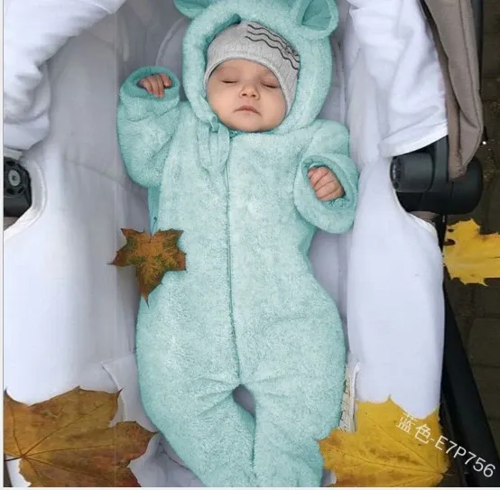 Design Purple Bear-Eared Fleece Romper with Beanie Hat Set Sleepwear - 7
