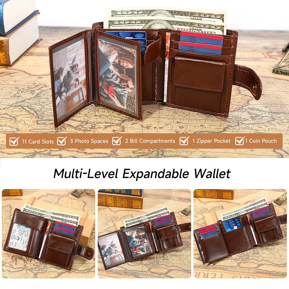 Premium Leather Brown Bifold Wallet Classic