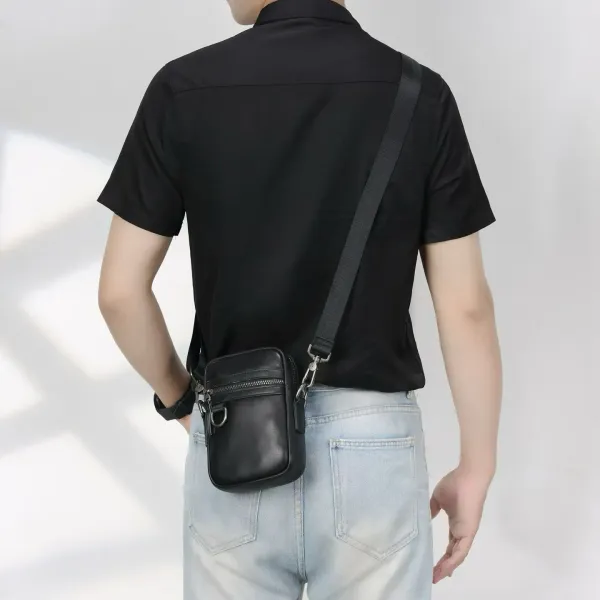 Design Minimalist Leather Crossbody Bag Black - 7