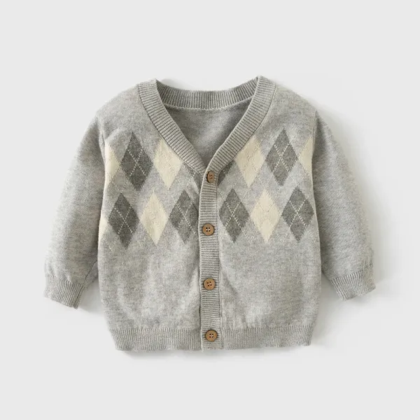 Design Classic Argyle Knit Cardigan Gray Outerwear.cardigan - 1
