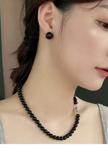 Design Black Onyx Ball Stud Earrings - 14