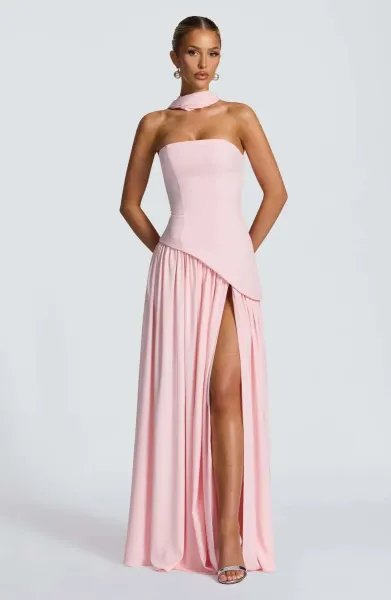 Design Olive Green Asymmetrical Halter Gown Dress.formal Dress - 49