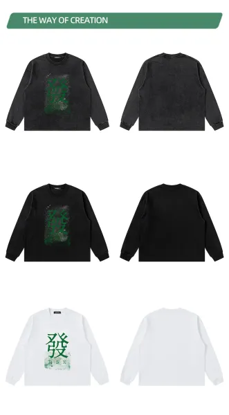 Design NOTGEXX Kanji Print Long Sleeve Tee Black T-Shirts - 30
