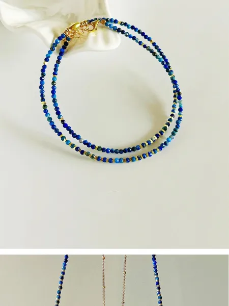 Design Lapis Lazuli Teardrop Pendant Necklace Gold Jewelry - 12