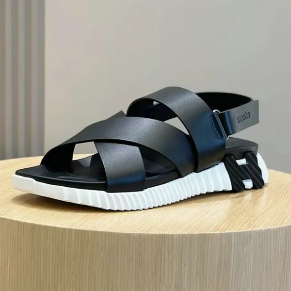 Hermès Oran Sandals Blue Suede with White Rubber Sole Sandals - 5