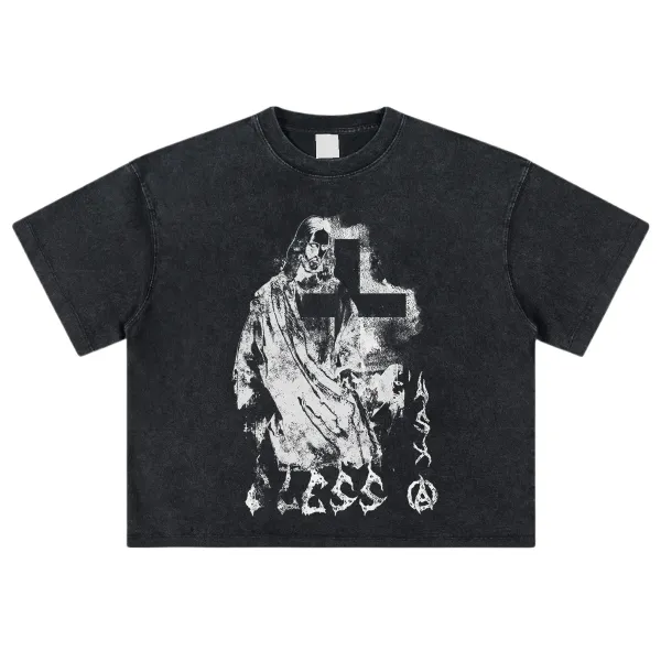 Design NOT SEXX Jesus Cross Print Long Sleeve T-Shirt White T-Shirts - 10