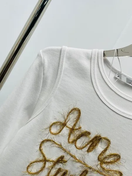 Acne Studios Gold Thread Embroidered White Long-Sleeve Top - 11
