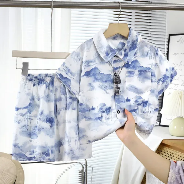 Design DARKWILL Bear Print Short-Sleeve Shirt and Shorts Set Multicolor Sets - 7