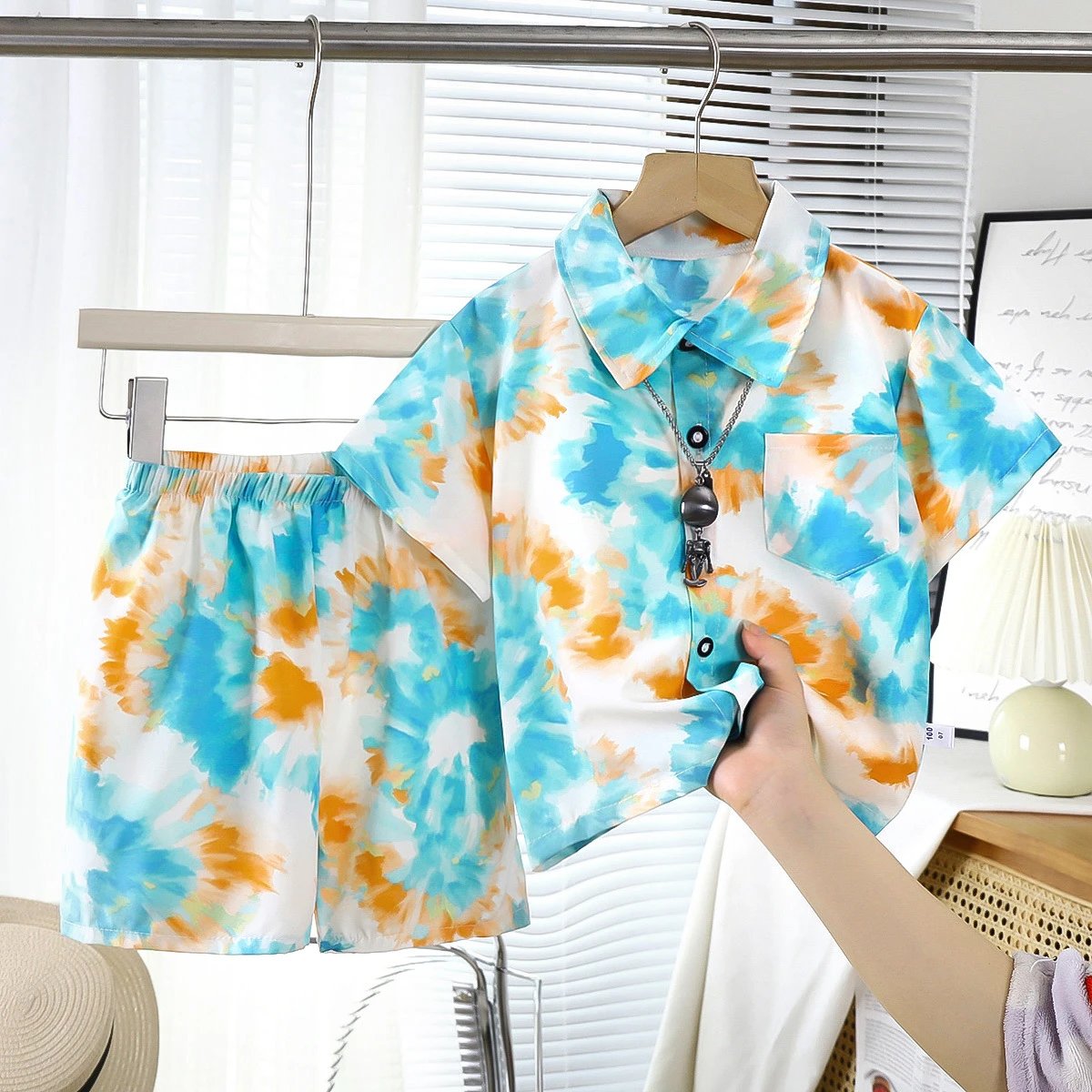 Design DARKWILL Bear Print Short-Sleeve Shirt and Shorts Set Multicolor Sets - 9