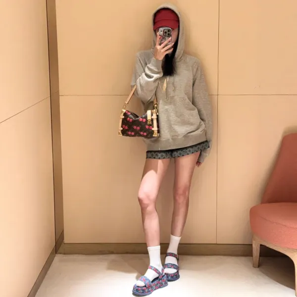 Valentino V Logo Crystal-Embellished Gray Hoodie - 4