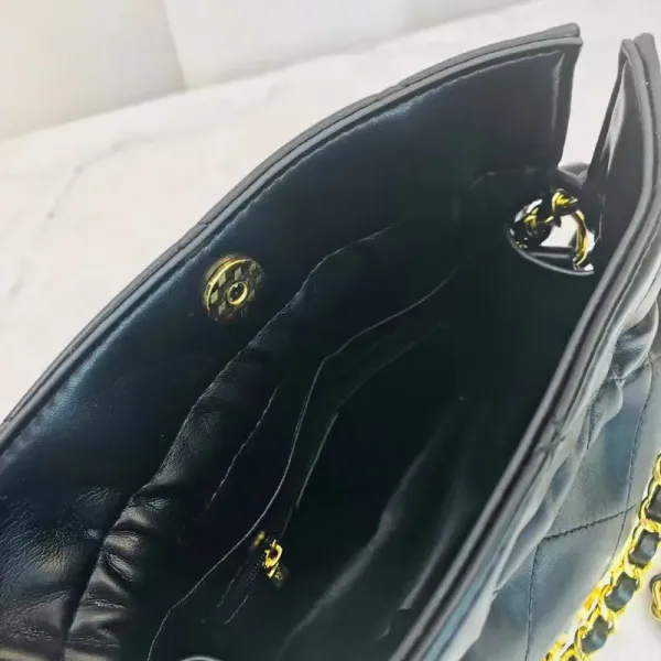 Chanel Drawstring Bucket Bag Black with Gold Chain - 5