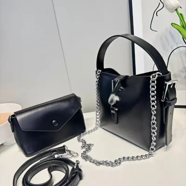 Design Chain-Handle Shoulder Bag Set in Beige - 6