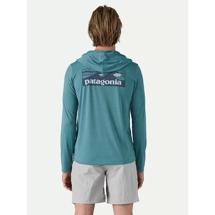 Patagonia P-6 Logo Responsibili-Tee Hooded Long Sleeve T-Shirt Olive Green Hoodie - 7