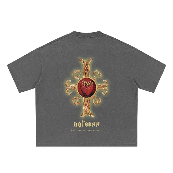 Design Nofsexx The Heart of Imprisonment Graphic T-Shirt Gray T-Shirts - 1