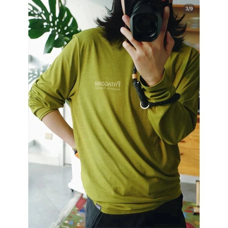 Patagonia P-6 Logo Responsibili-Tee Hooded Long Sleeve T-Shirt Olive Green Hoodie - 12