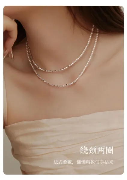 Design Pearl Chain Necklace with Magnetic, Yuanbao, and PAT Clasps Silver Jewelry - 7