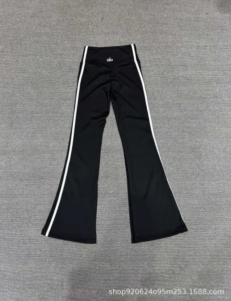 Alo Yoga Studio Line Gray with White Stripe Activewear Set - 8