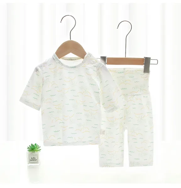 Design Baby Cartoon Print Short Sleeve T-Shirt and Shorts Set White Multicolor - 15