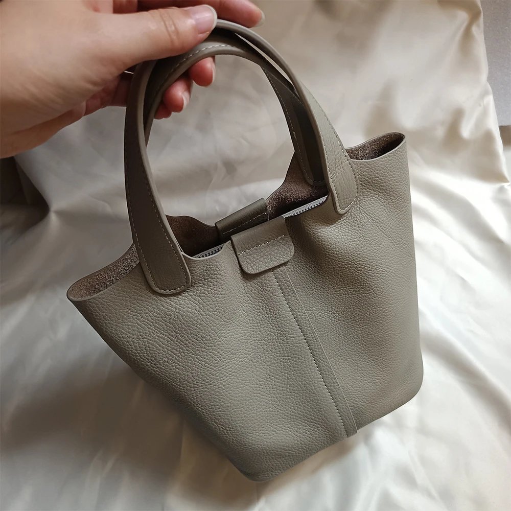 Leather Bucket Shoulder Bag