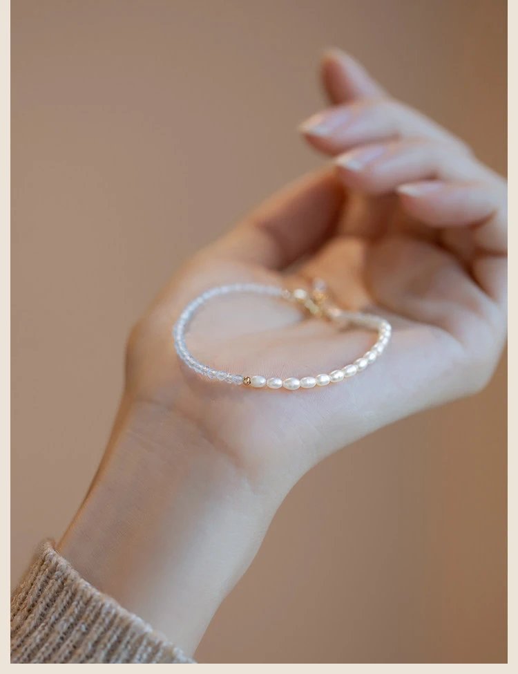 Design Pearl and Aquamarine Bead Bracelet in Gold-Tone Jewelry - 8