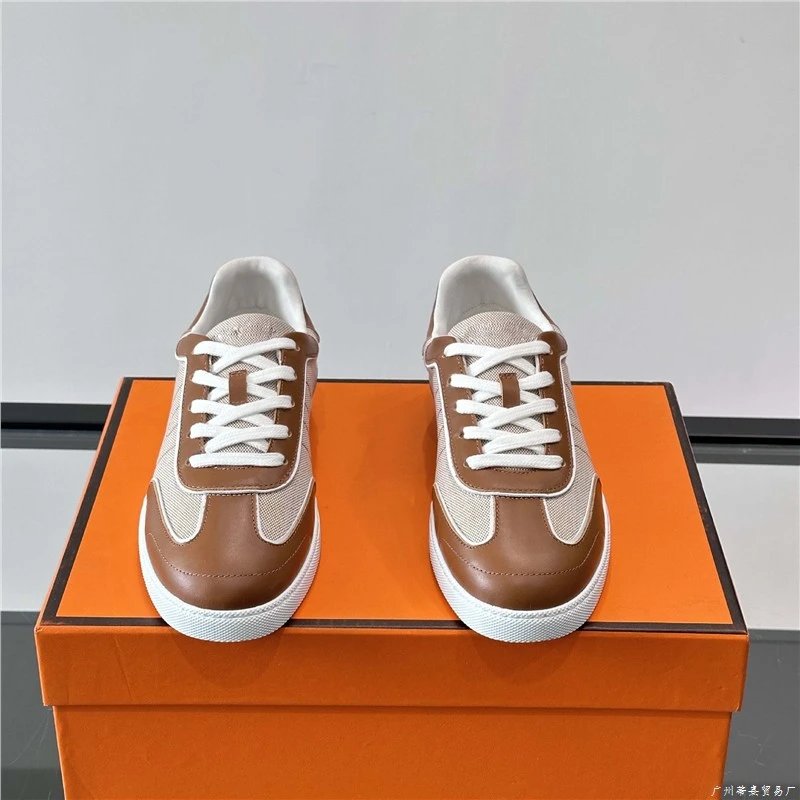 Hermès Sneaker Beige Brown Canvas Leather Low Top