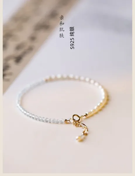 Design Pearl and Aquamarine Bead Bracelet in Gold-Tone Jewelry - 10