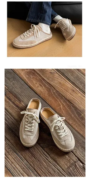Design Espadrille Mule Sneaker Beige Casual Shoes - 18
