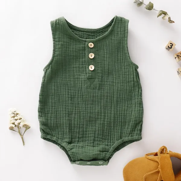 Design Muslin Sleeveless Romper White Baby Bodysuit Clothing - 19