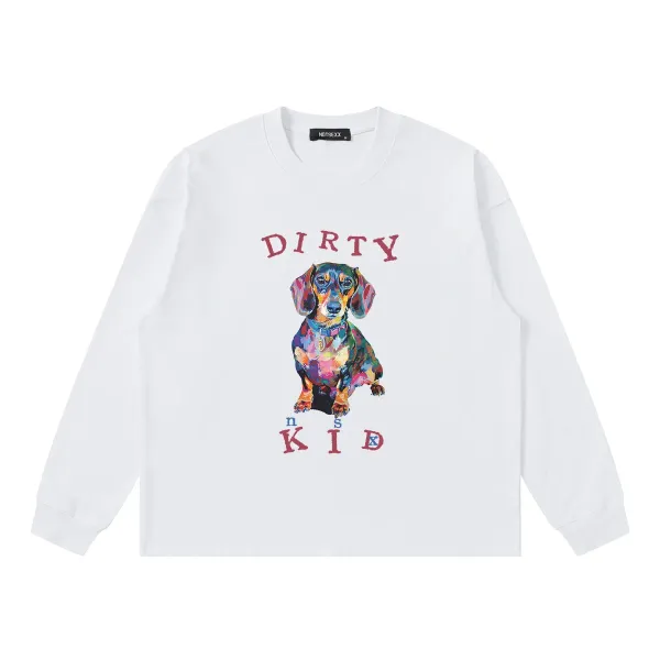 Design NOTSEXX Dirty Kid Multicolor Dachshund Long-Sleeve T-Shirt T-Shirts - 16