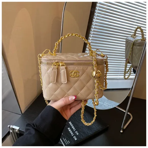 Chanel Mini Beige Quilted Chain Handle Bag Clutches - 1