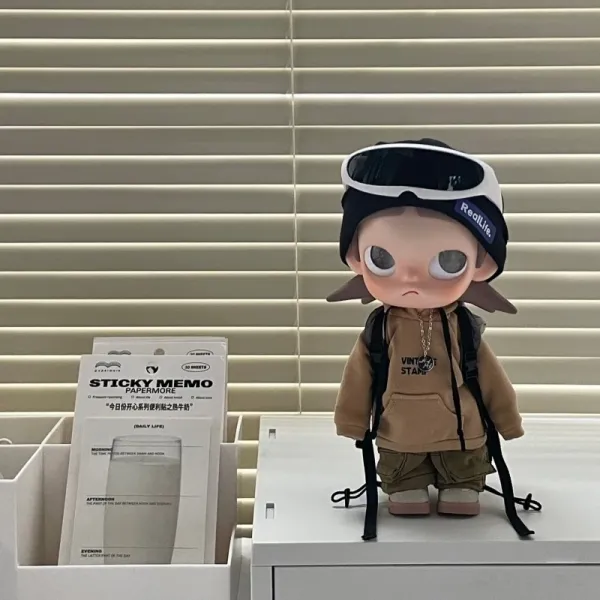 Pop Mart Labubu x Real Life Hoodie Beige Figure with Goggles - 9