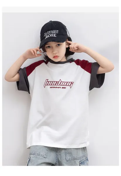 Design Raglan Sleeve Graphic T-Shirt White / Red / Gray - 16