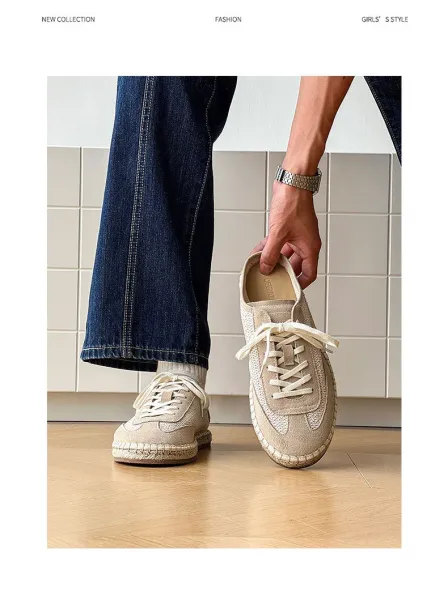 Design Espadrille Mule Sneaker Beige Casual Shoes - 23