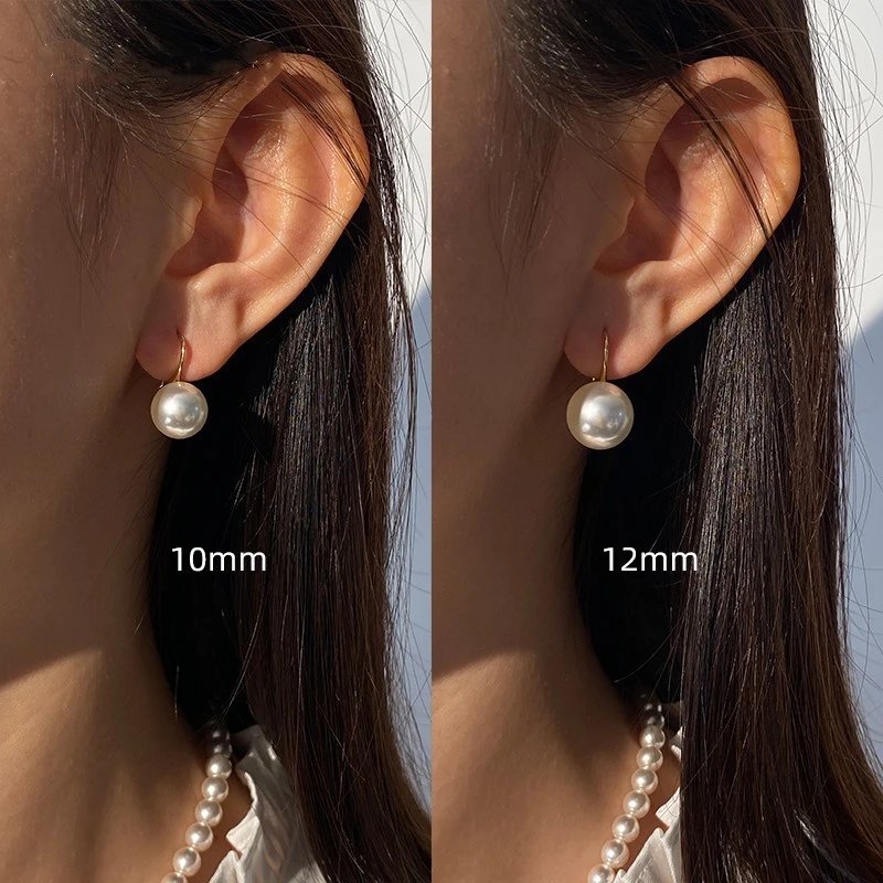S925 Sterling Silver White Pearl Hook Earrings