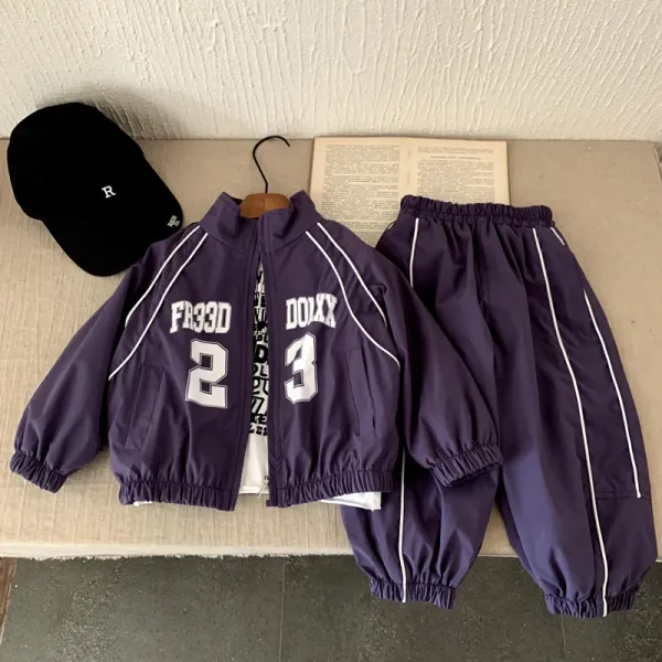 Design Track Jacket and Pants Set Purple with White Stripes Tracksuit - 8