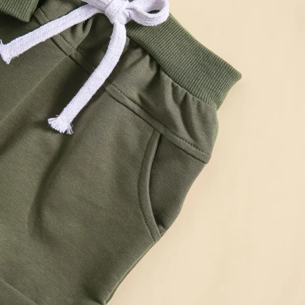 Design Beige Pocket Front Top and Drawstring Shorts Set - 20