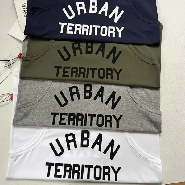 A Bathing Ape WTAPS Arch Logo Tank Top in White, Gray, Navy, and Army Green Vest Top - 18
