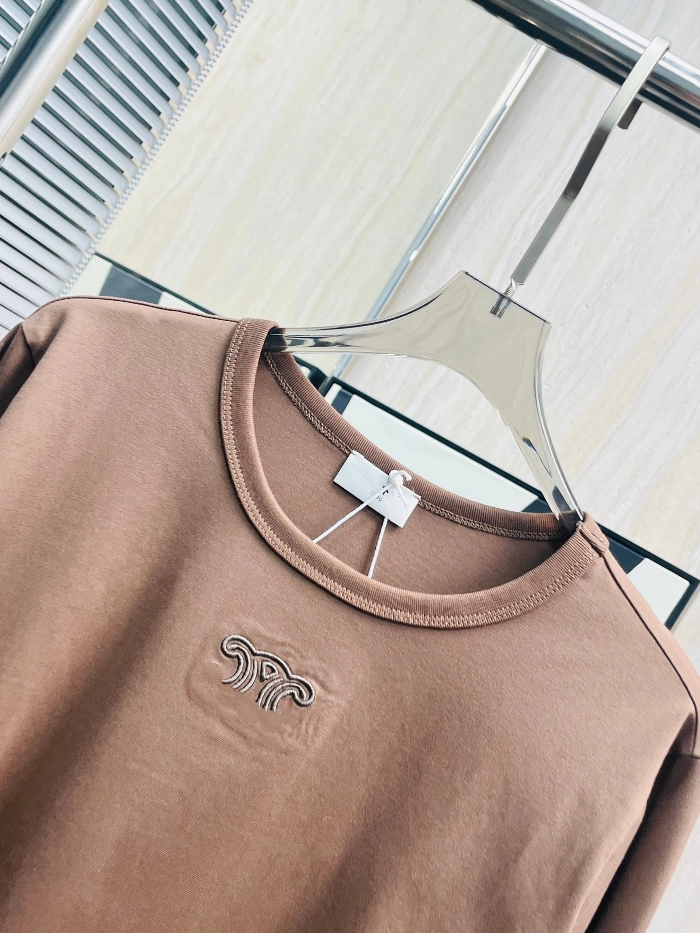 Design Long Sleeve Crewneck Top in Mauve Beige T-Shirts - 10