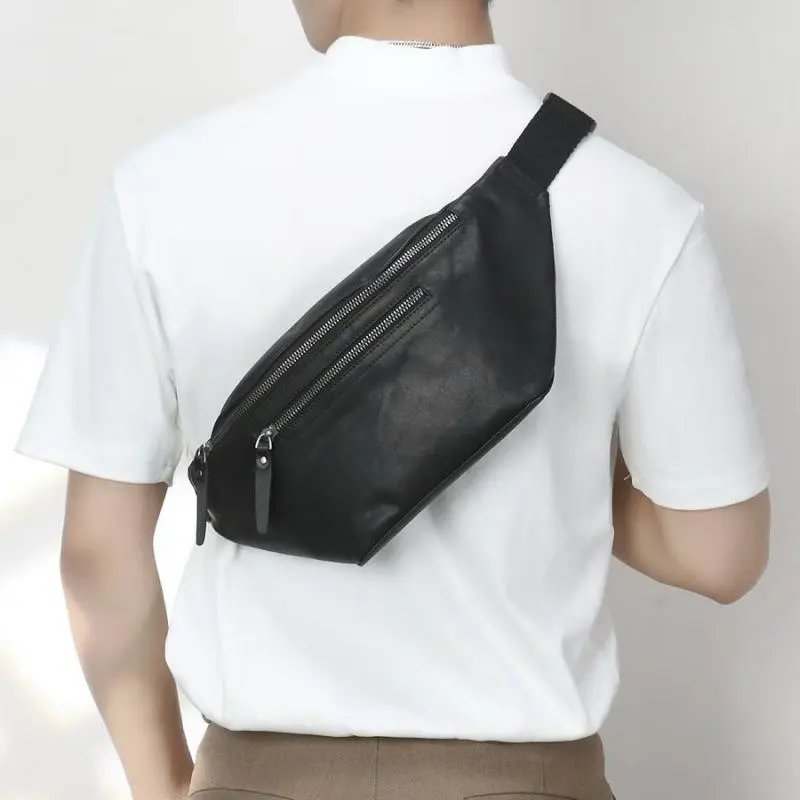Black Leather Fanny Pack Waist Bag