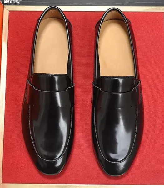 Design Pebbled Leather Penny Loafers Black Casual Shoes - 15