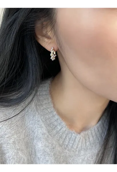 Design Pearl-Adorned Hoop Earrings Silver Jewelry - 3