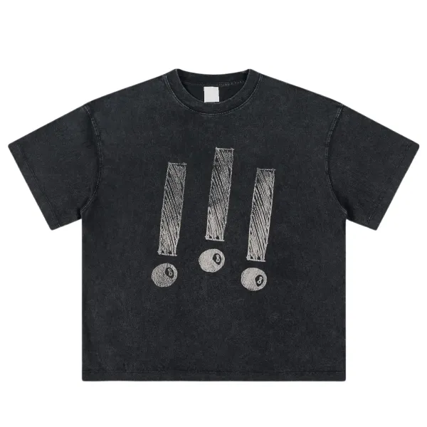 Design Three Exclamation Marks and 8-Ball Graphic Cropped T-Shirt - 21