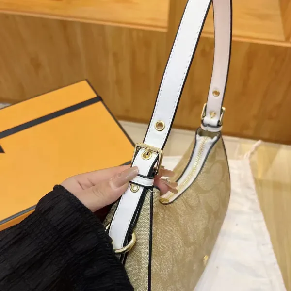 Design Hobo Bag White with Black Trim Shoulder Bag - 10