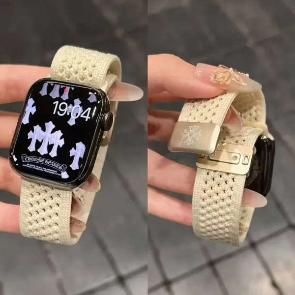 Chrome Hearts x Apple Watch Band Beige Knit Strap Smartwatch Smartwatches - 1