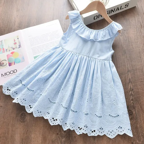 Design Eyelet Lace Dress in Sky Blue - 3