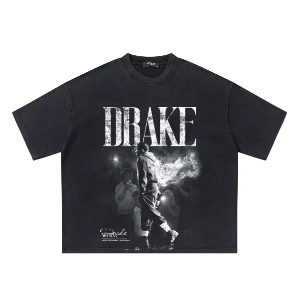 Design VISEXX Drake Graphic Oversized T-Shirt Black T-Shirts - 1