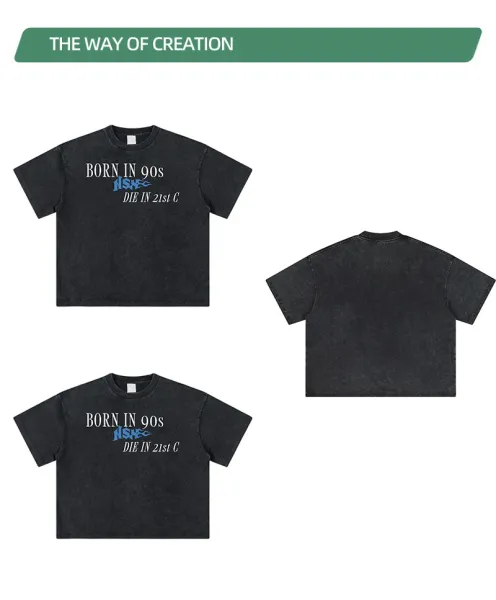 Design Born In 90s Die In 21st C Acid Wash Black T-Shirt - 11